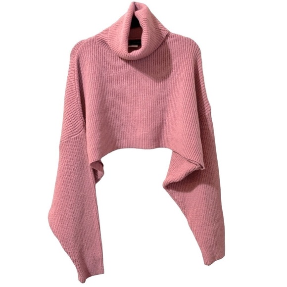 Alloy Apparel Ribbed Knit Turtleneck Sweater Cropped Barbicore Size XL…Y2K - Picture 4 of 9